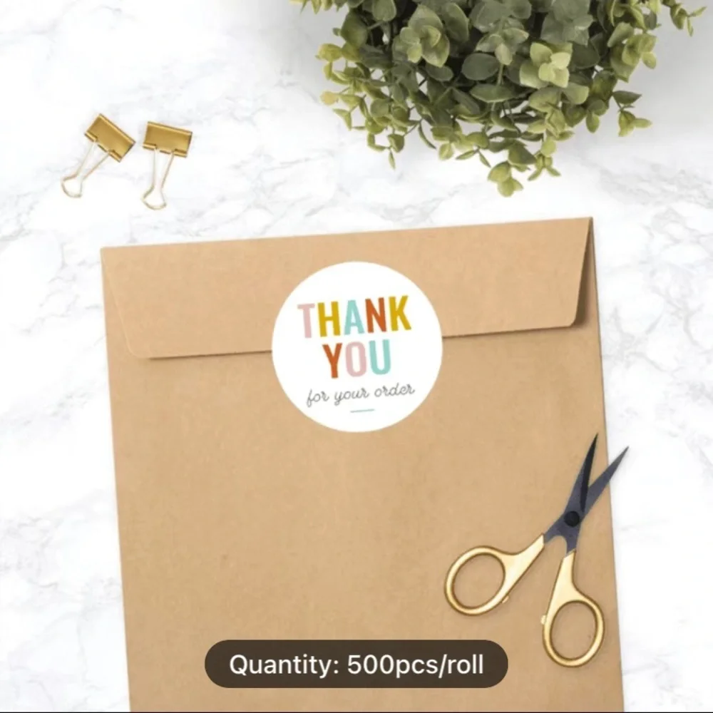 500pcs/roll 1” round thank you‎ stickers